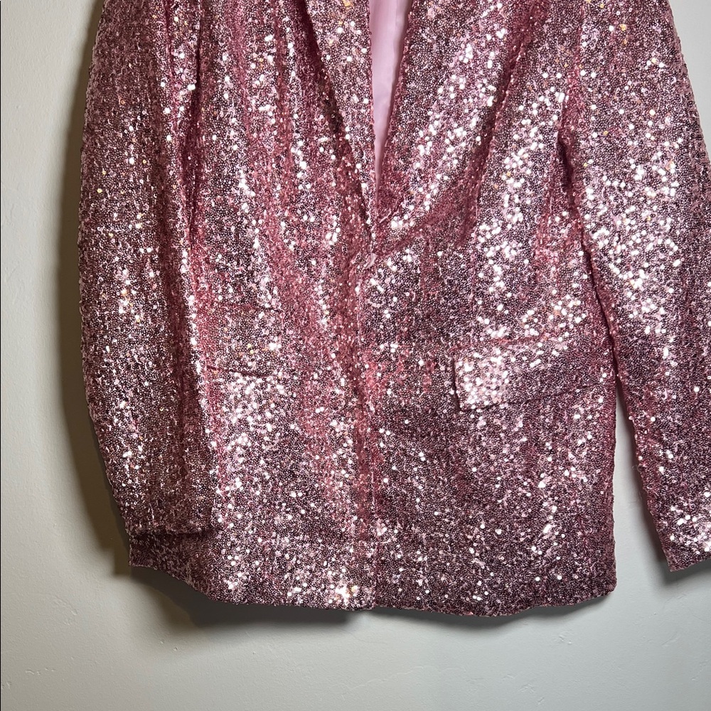 Peach Love Pink Women’s Sequin Blazer Jacket Festival, Western, Like new Medium - Picture 5 of 8